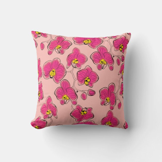 Naadloze waterverf orchideeën falaenopsis bloemen  kussen (Voorkant)