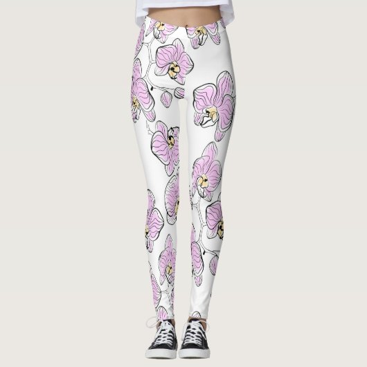 Naadloze waterverf orchideeën falaenopsis bloemen  leggings (Voorkant)