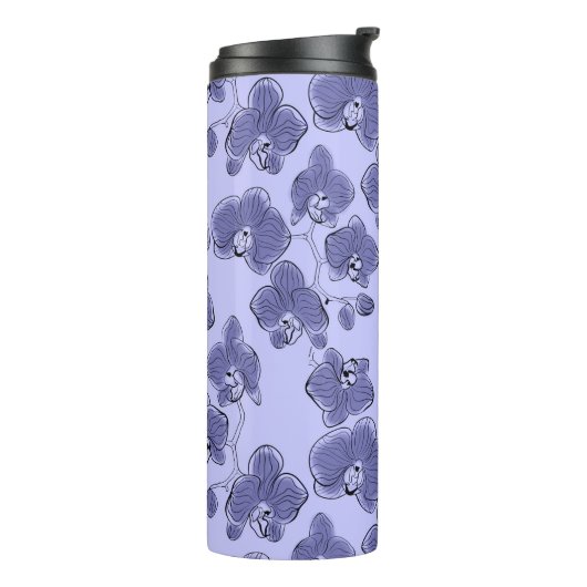 Naadloze waterverf orchideeën falaenopsis bloemen thermosbeker (Gedraaid links)