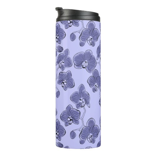 Naadloze waterverf orchideeën falaenopsis bloemen thermosbeker (Geroteerd rechts)