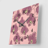 Naadloze waterverf orchideeën falaenopsis bloemen vierkante klok (Hoek)