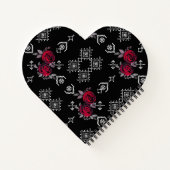 Naadloze waterverf rode rozen bloemen witte oranje notitieboek (Achterkant)