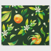 Naadloze waterverf van citrusvruchten en bladeren cadeaupapier (Vlak)