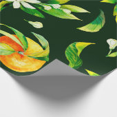 Naadloze waterverf van citrusvruchten en bladeren cadeaupapier (Hoek)