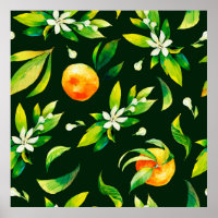 Naadloze waterverf van citrusvruchten en bladeren