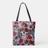 Naadloze waterverf van suikerschedels. tote bag (Achterkant)