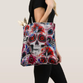 Naadloze waterverf van suikerschedels. tote bag (Dichtbij)