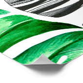 Naadloze waterverf van tropische bladeren. poster (Hoek)