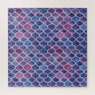 Naadloze Waterverf Violet bloemenpatroon Legpuzzel