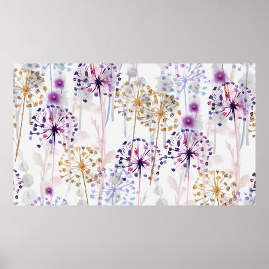 Naadloze Waterverf wild bloempatroon in hand pa Poster (Voorkant)