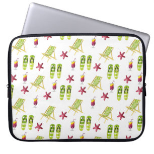 Naadloze waterverf zomerpatroon klein laptop sleeve