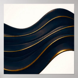 Naadloze Weelderige Stroom Onyx en Goud Patroon Poster