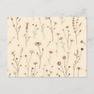 Naadloze Wildflower en Meadow Plant Pattern Briefkaart