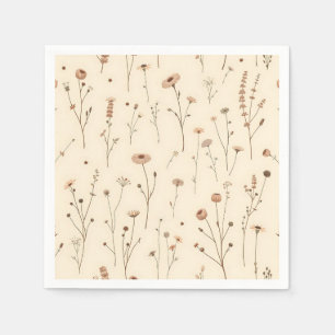 Naadloze Wildflower en Meadow Plant Pattern Servet