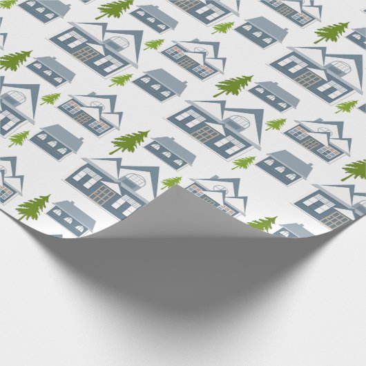 Naadloze winter Kerst landschap grijs hou Cadeaupapier (Hoek)