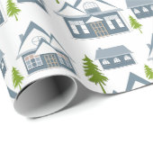 Naadloze winter Kerst landschap grijs hou Cadeaupapier (Rol Hoek)