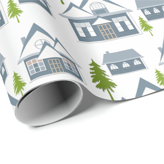 Naadloze winter Kerst landschap grijs hou Cadeaupapier (Rol Hoek)