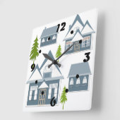 Naadloze winter Kerst landschap grijs hou Vierkante Klok (Hoek)