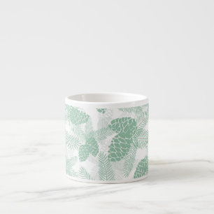 Naadloze winter Kerstmis groene dennenappels boom Espresso Kop
