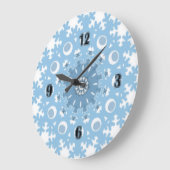 Naadloze winter lichtblauw wit patroon sneeuwvlok grote klok (Hoek)
