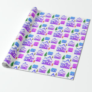 Naadloze winter Vast kerstvioollandschap Cadeaupapier