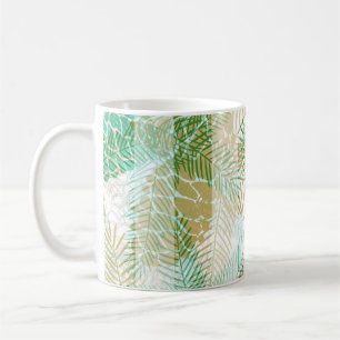 Naadloze wintergroene beige pijnbomen koffiemok