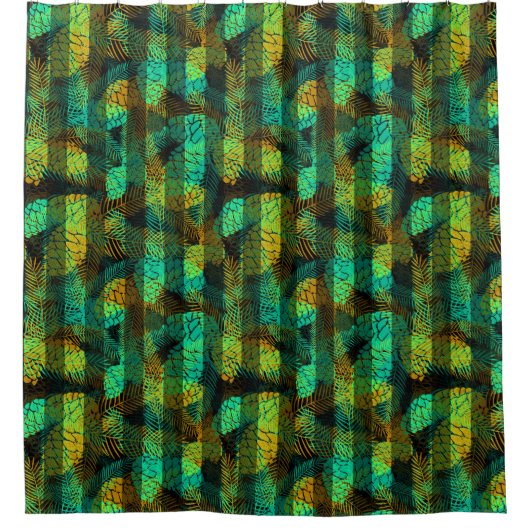 Naadloze wintergroene blauwe dennennen tr douchegordijn (Voorkant)