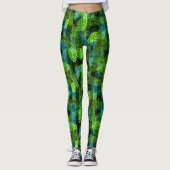 Naadloze wintergroene blauwe dennennen tr leggings (Voorkant)