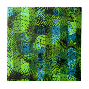 Naadloze wintergroene blauwe dennennen tr tegeltje