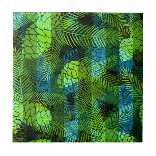 Naadloze wintergroene blauwe dennennen tr tegeltje (Voorkant)