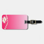 Naadloze witte bloemen bagagelabel (Voorkant horizontaal)