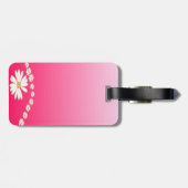 Naadloze witte bloemen bagagelabel (Achterkant horizontaal)