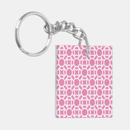 Naadloze Witte Patroon DIY Achtergrondkleur Sleutelhanger (Voorkant Links)