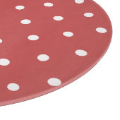 Naadloze witte stip patroon op rode achtergrond snijplank (Hoek)