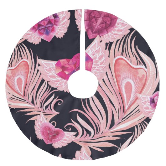 Naadloze zachte Waterverf Valentijns Pattern Kerstboom Rok (Voorkant)