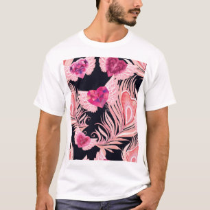 Naadloze zachte Waterverf Valentijns Pattern T-shirt