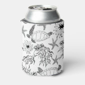 Naadloze zee schildpad laat plant water blikjeskoeler (Blikje Achterkant)