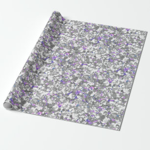 Naadloze zilverviolet glitterspleet glitter cadeaupapier