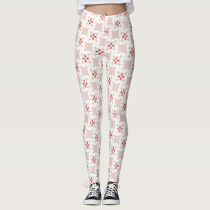 Naadloze Zoete Pastel Roze en Witte Geometrische B Leggings