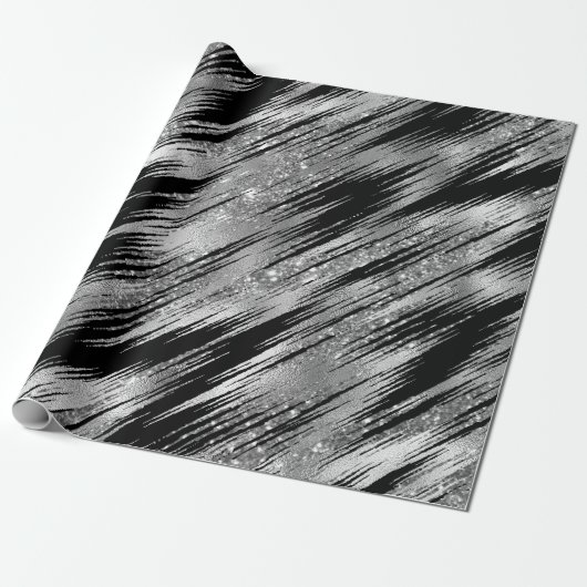 Naadloze zwart en Silver Basic Patten-16 Cadeaupapier (Uitgerold)