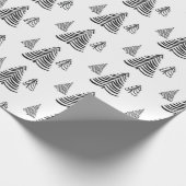 Naadloze zwart-witte kerstboom cadeaupapier (Hoek)