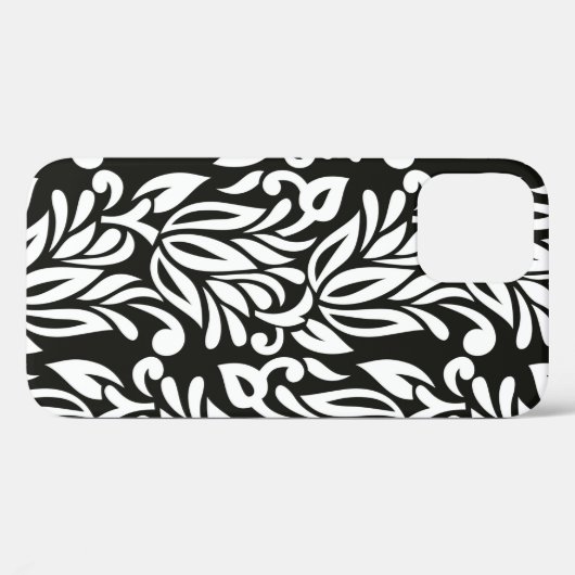 Naadloze  zwarte en witte florale pap Case-Mate iPhone case (Achterkant (horizontaal))