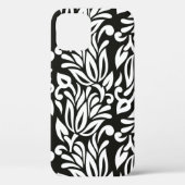 Naadloze  zwarte en witte florale pap Case-Mate iPhone case (Achterkant)