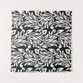 Naadloze zwarte en witte florale pap wandkleed (Voorkant (horizontaal))