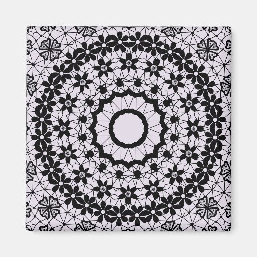 Naadloze zwarte gelacte retro-ornamentale romantie magneet (Voorkant)