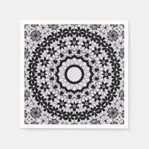 Naadloze zwarte gelacte retro-ornamentale romantie servet