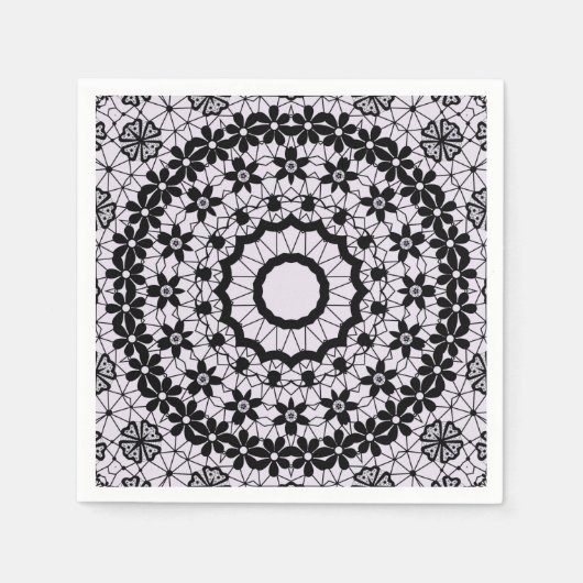 Naadloze zwarte gelacte retro-ornamentale romantie servet (Voorkant)