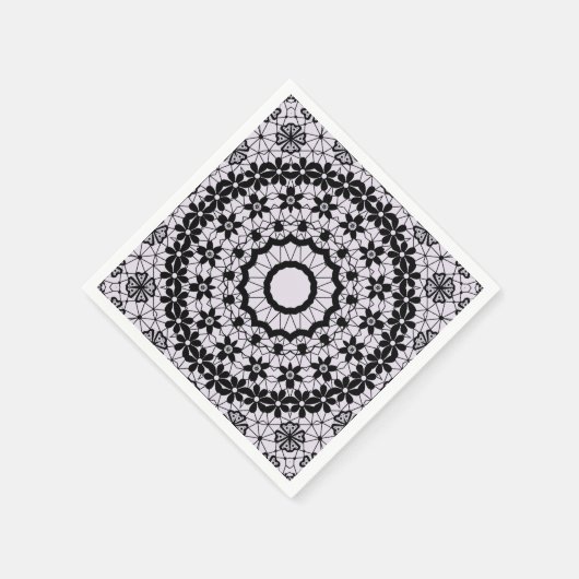 Naadloze zwarte gelacte retro-ornamentale romantie servet (Hoek)