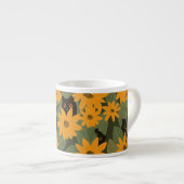 Naadloze zwarte kat en zonnebloem patroon espresso kop (Voorkant rechts)