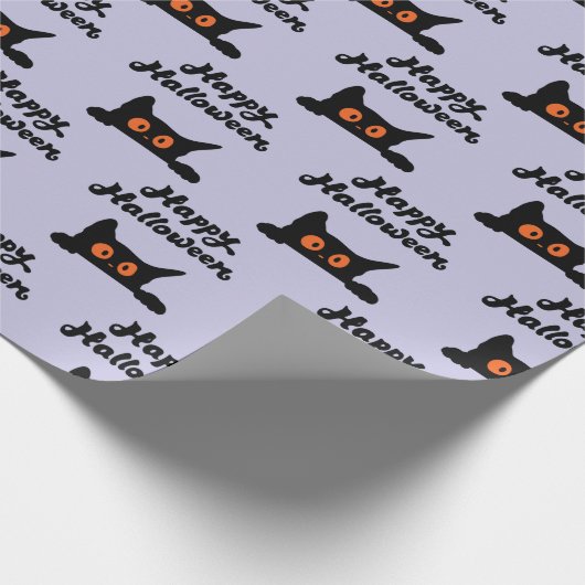 Naadloze zwarte katten inpakpapier voor Halloween (Hoek)